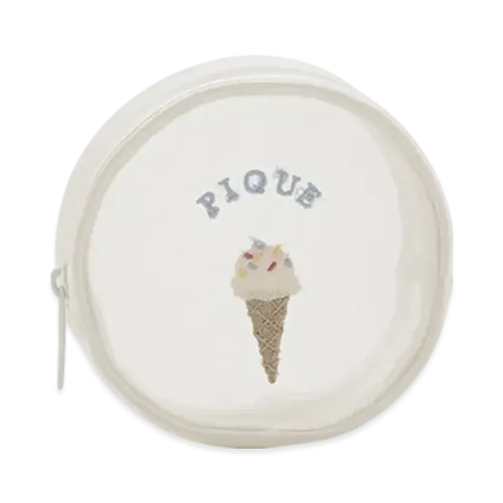 GELATO PIQUE Ice Embroidery Round Pouch "Off White"