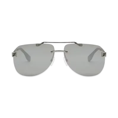 FENDI Sky Ruthenium-Colored Metal Sunglasses "Black"