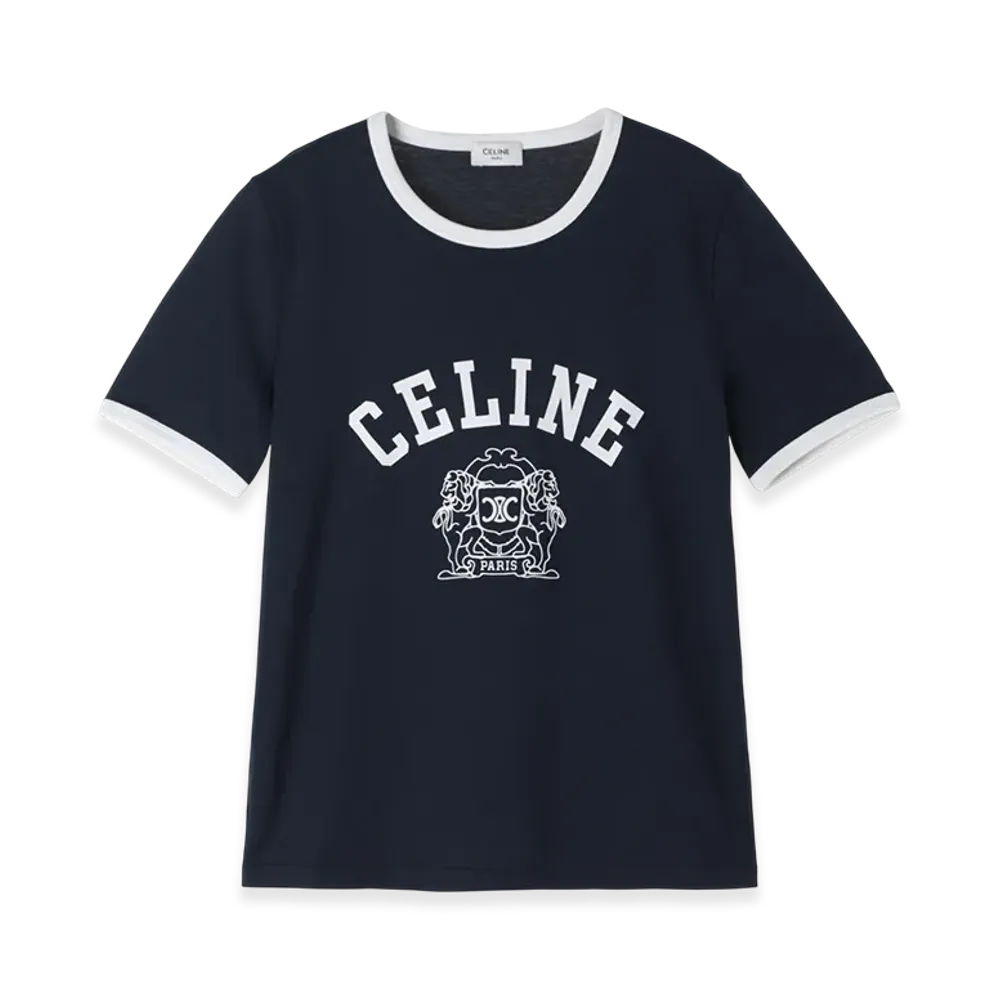 CELINE T-Shirt 70'S Blason "Navy/Offwhite"