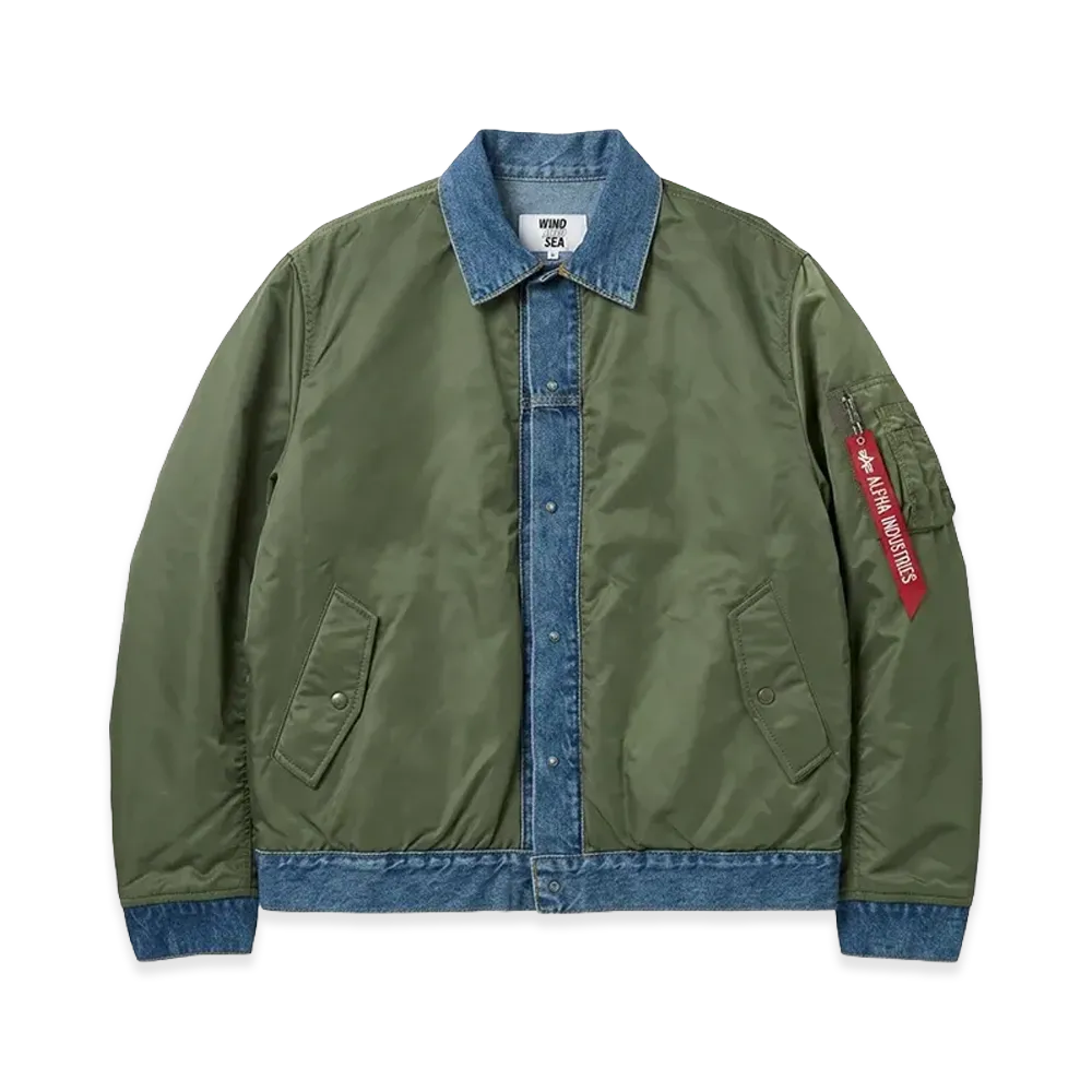 eYe JUNYA WATANABE MAN × ALPHA INDUSTRIES Nylon Twill x Cotton Denim MA-1 "Khaki/Indigo"