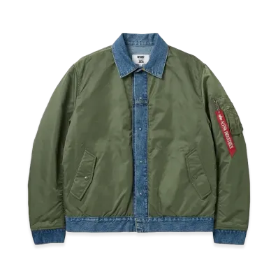 eYe JUNYA WATANABE MAN × ALPHA INDUSTRIES Nylon Twill x Cotton Denim MA-1 "Khaki/Indigo"