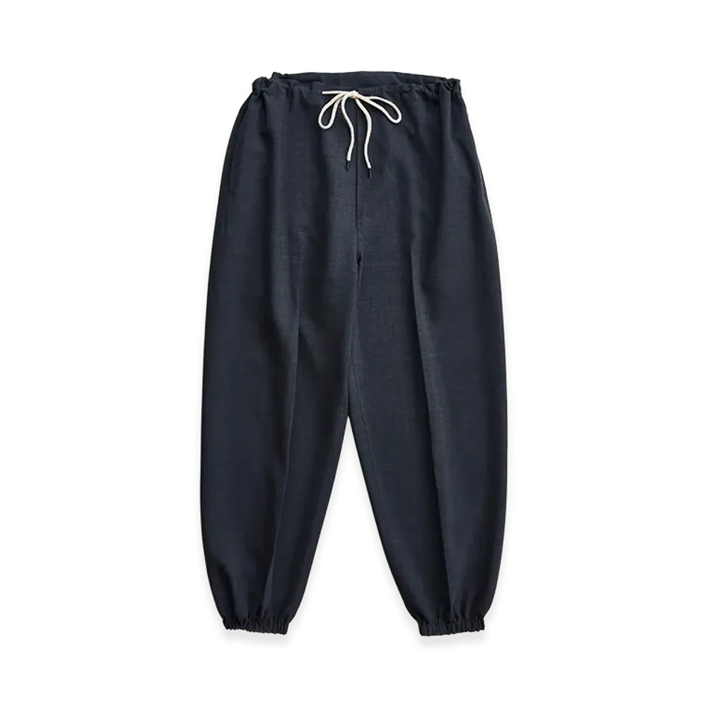 NICENESS Oval Drape Easy Trousers "Charcoal"