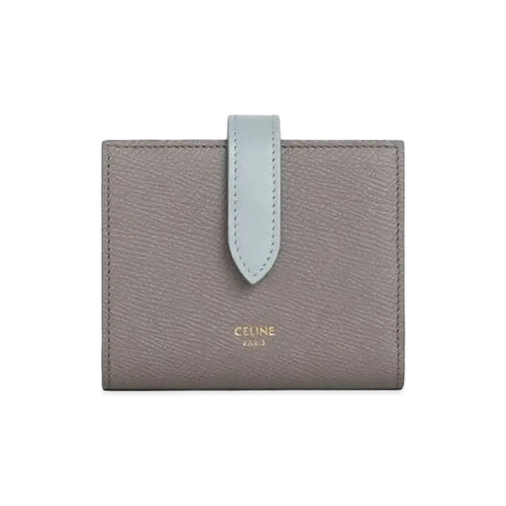 CELINE Small Strap Wallet in Bicolour Grained Calfskin "Pebble/Mineral"