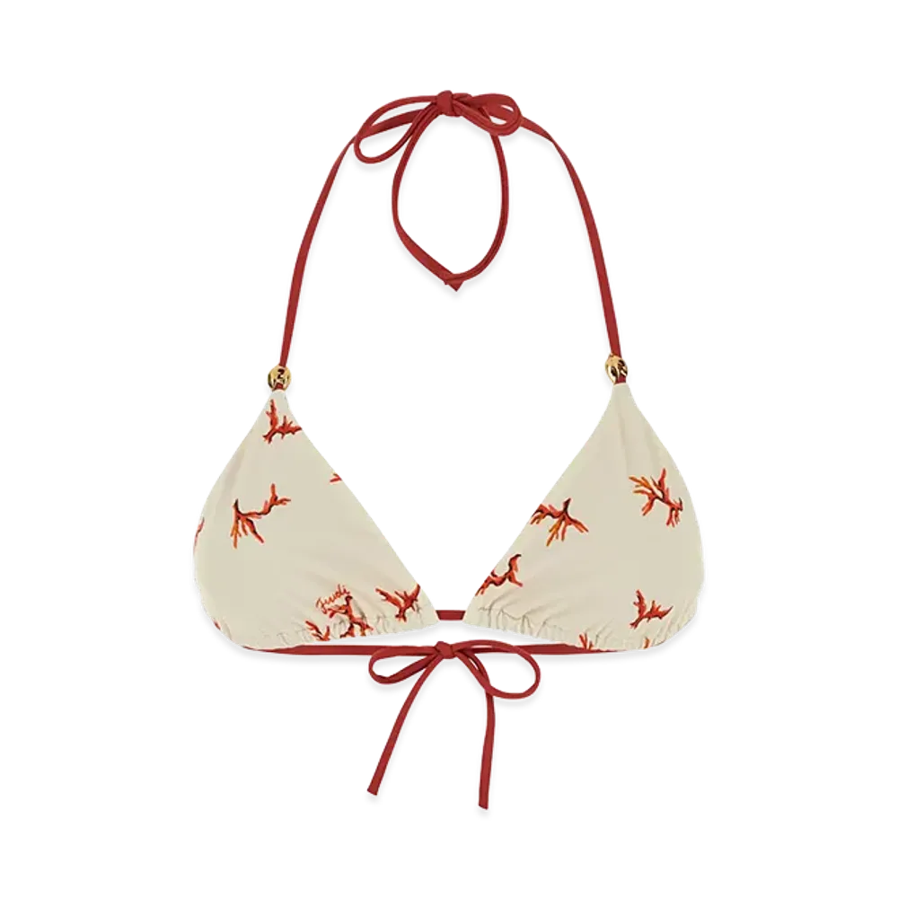 FENDI Women's Stretch Nylon Bikini Top "White"