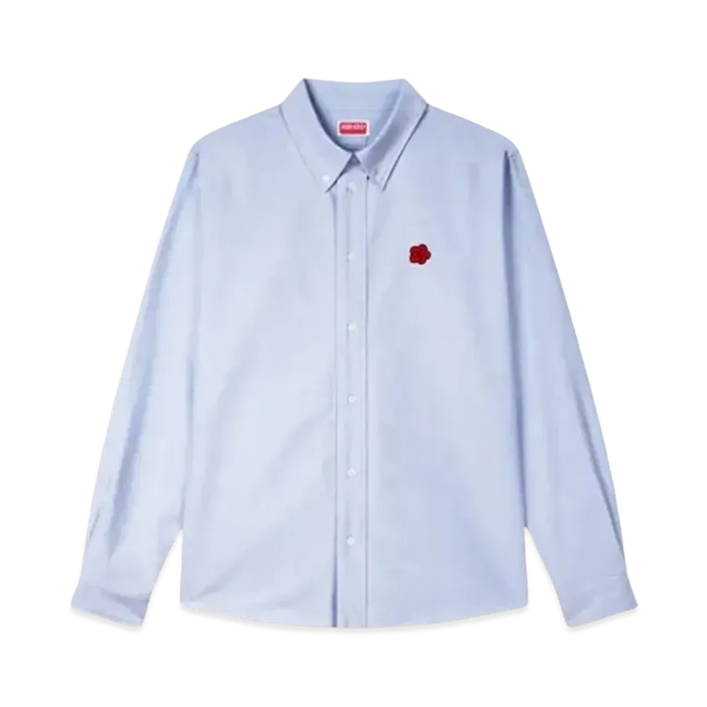 KENZO 'BOKE FLOWER' Embroidery Oxford Cotton Shirt "Sky Blue"