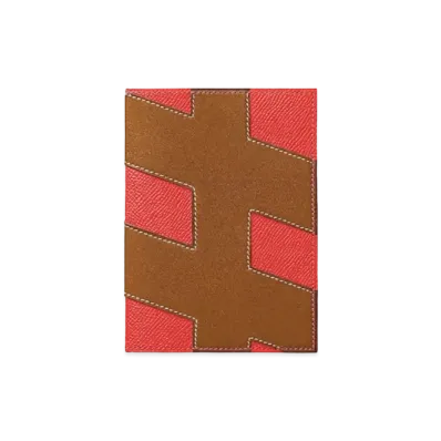 Hermes H-Tag Passport Holder "Fauve/Rose Texas"