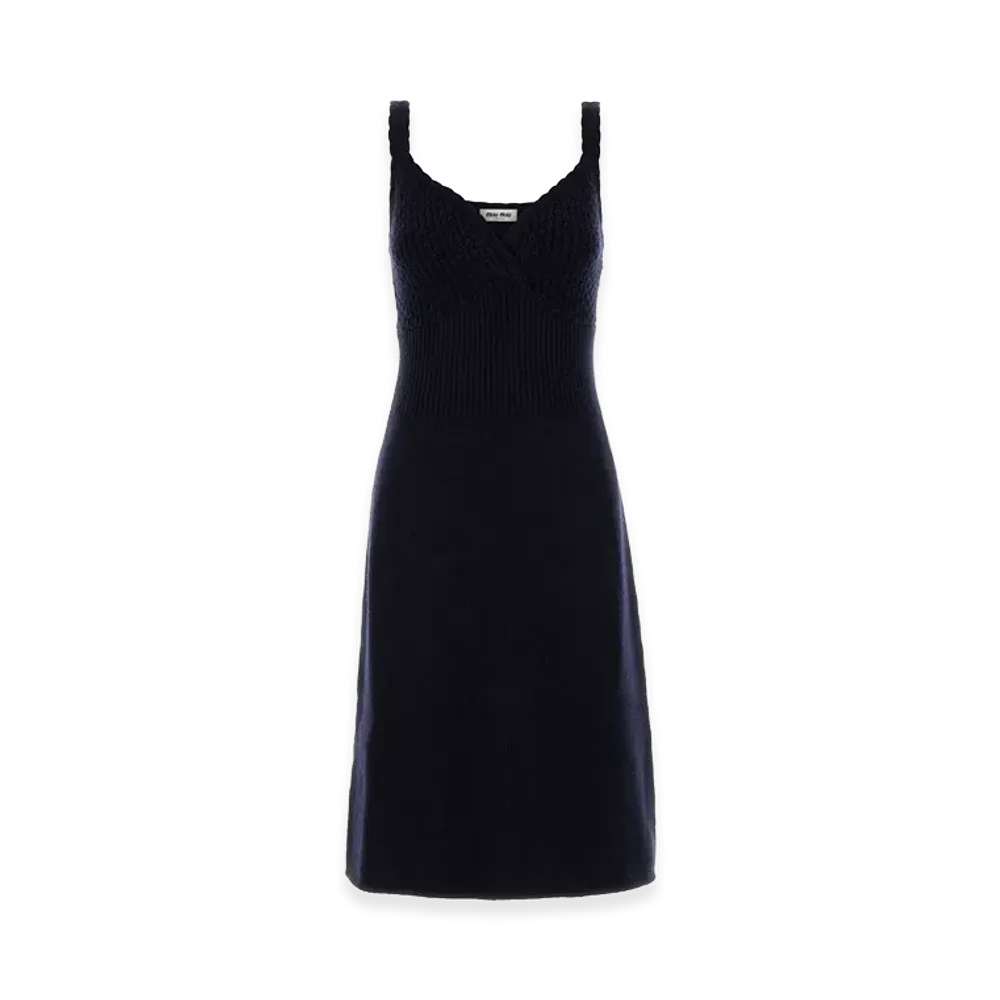 MIU MIU Women's Wool Dress "Navy Blue"