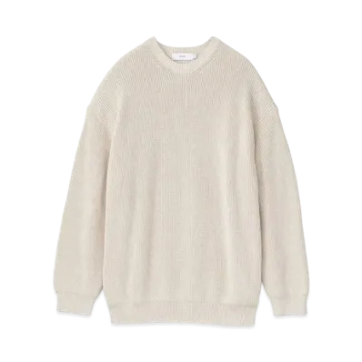 Graphpaper Suvin Loose Rib Crew Neck Knit "Ivory"