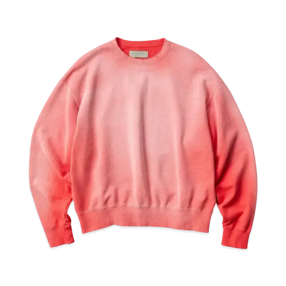 KURO Used Dyed Damage Crew Neck Sweat "Red"