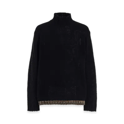 S'YTE Bulky Wool Lynx High Neck Knit "Black"