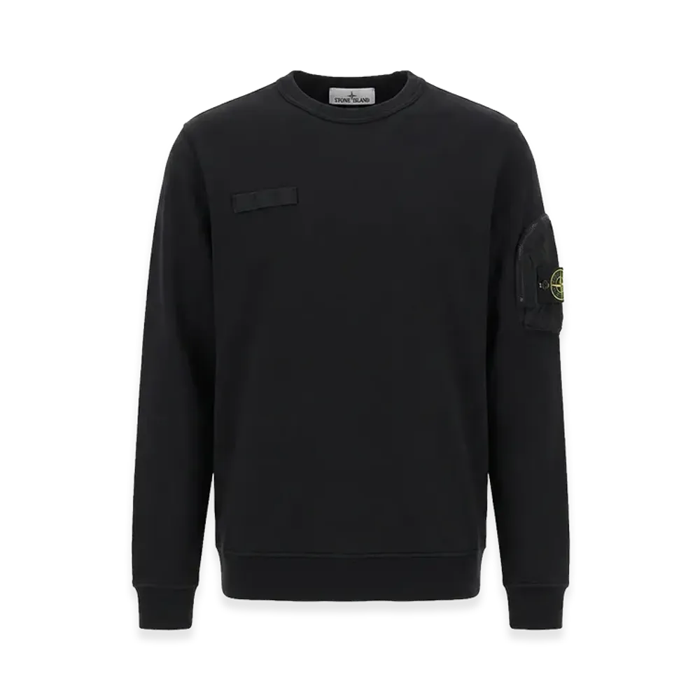 Stone Island Zip Pocket Crewneck Sweatshirt "Black"