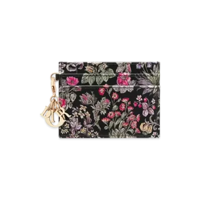Dior Lady Dior Freesia Card Holder Calfskin Printed with Millefiori Motif "Black/Multicolor"
