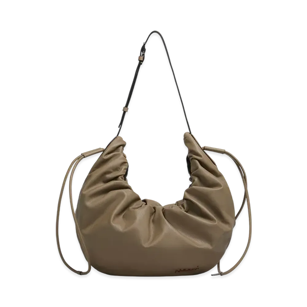 MARNI Chou Chou Small Hobo Bag in Leather "Antique Silver"