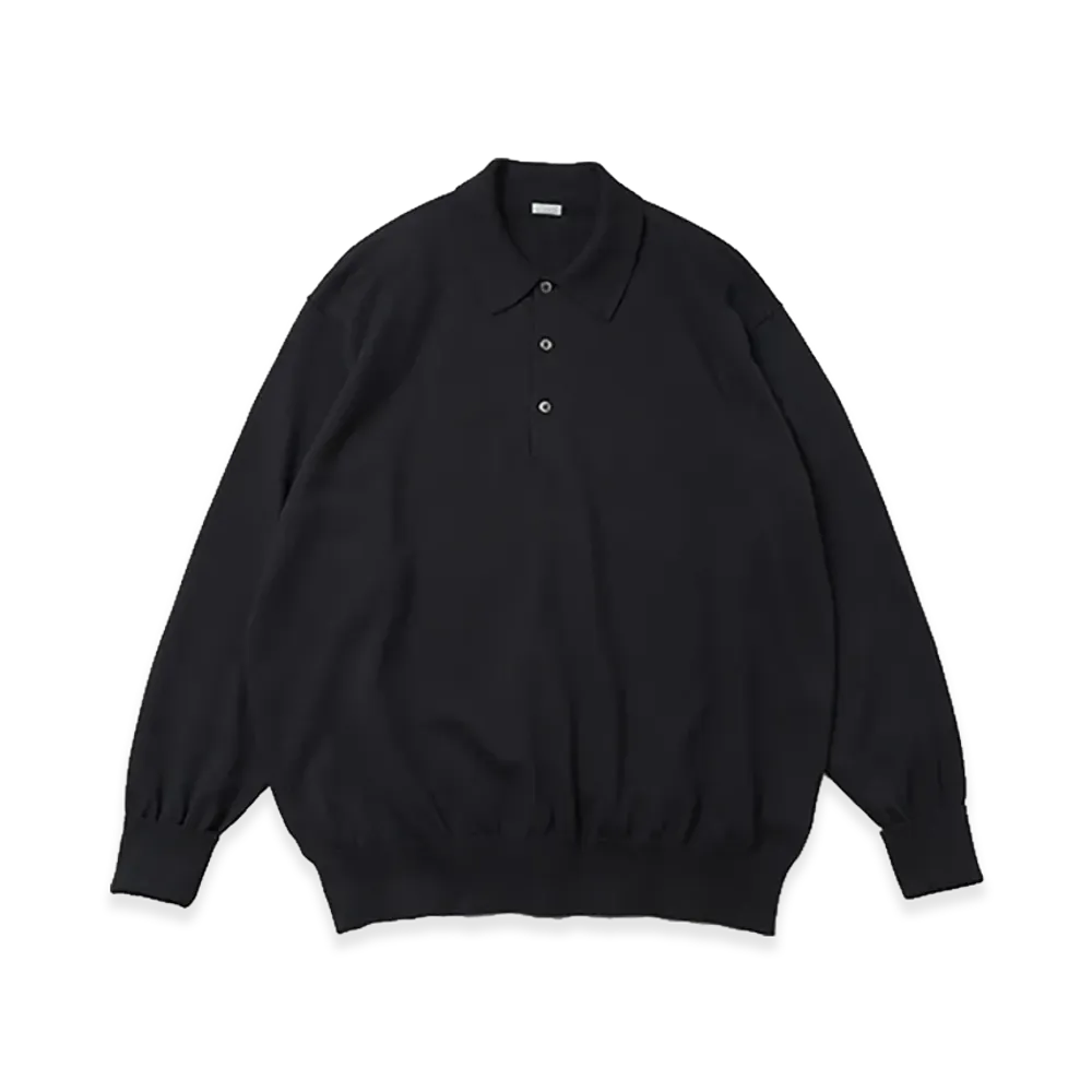 A.PRESSE Cotton Knit L/S Polo Shirts "Black"