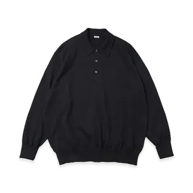 A.PRESSE Cotton Knit L/S Polo Shirts "Black"