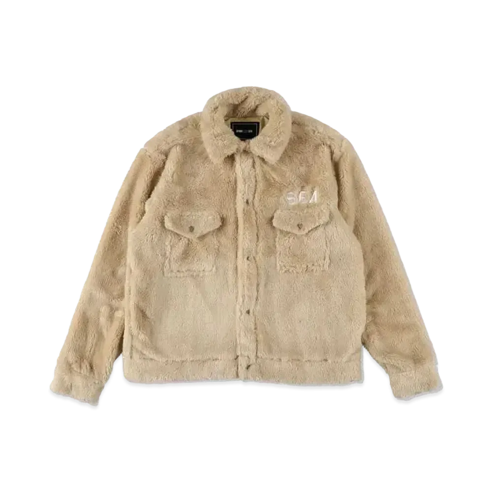 WIND AND SEA Palm Tree Pattern Fleece Blouson "Beige"