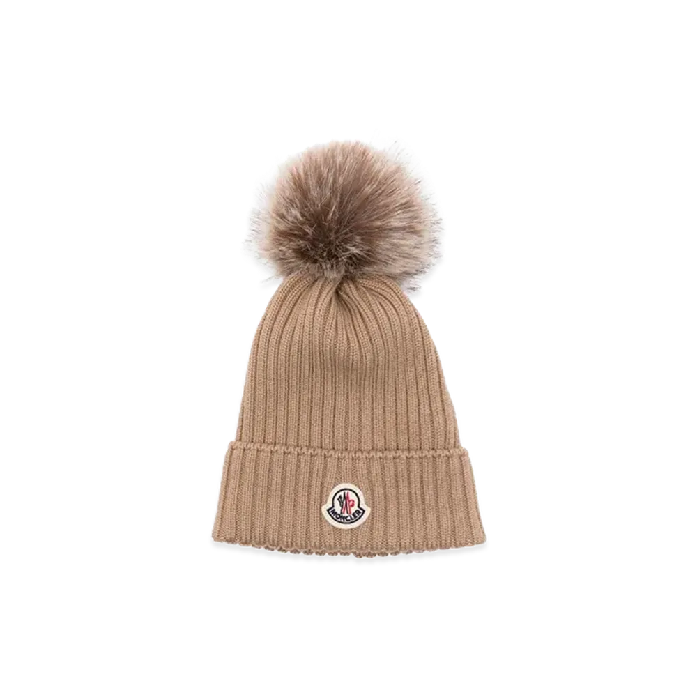 MONCLER Kids Beanie Hats "Beige"