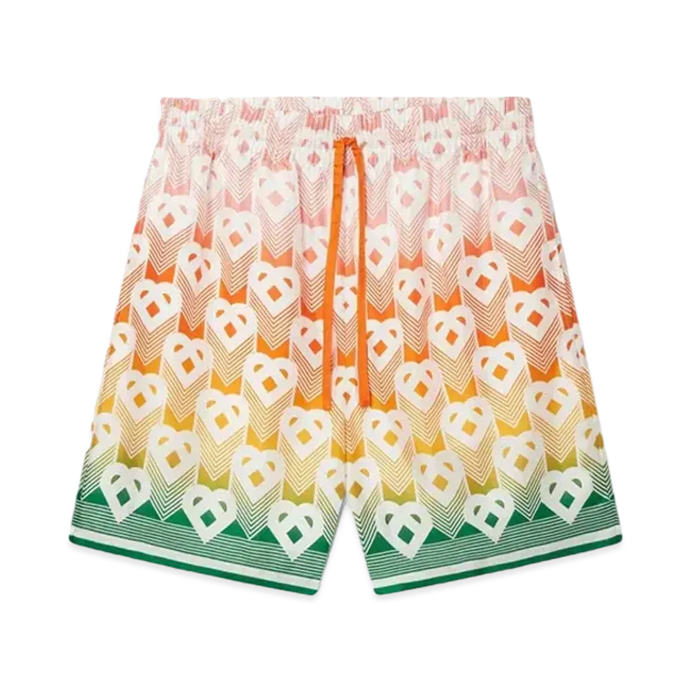 Casablanca Gradient Heart Monogram Silk Shorts "Multi"