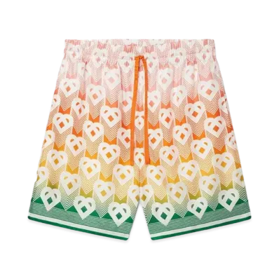Casablanca Gradient Heart Monogram Silk Shorts "Multi"