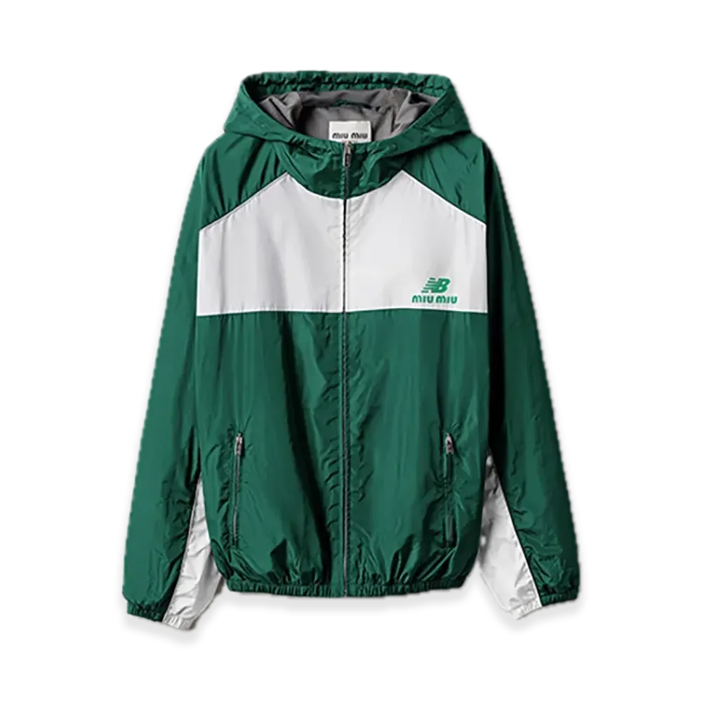 MIU MIU x New Balance Technical Poplin Hooded Jacket "Green/White"