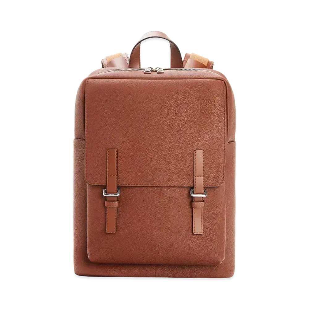 LOEWE Military Backpack In Soft Grained Calfskin "Cognac"