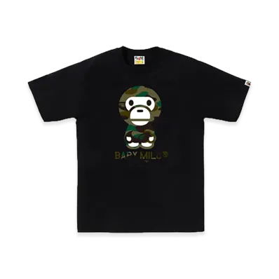 A BATHING APE 1ST Camo Baby Milo Tee "Black/Green"
