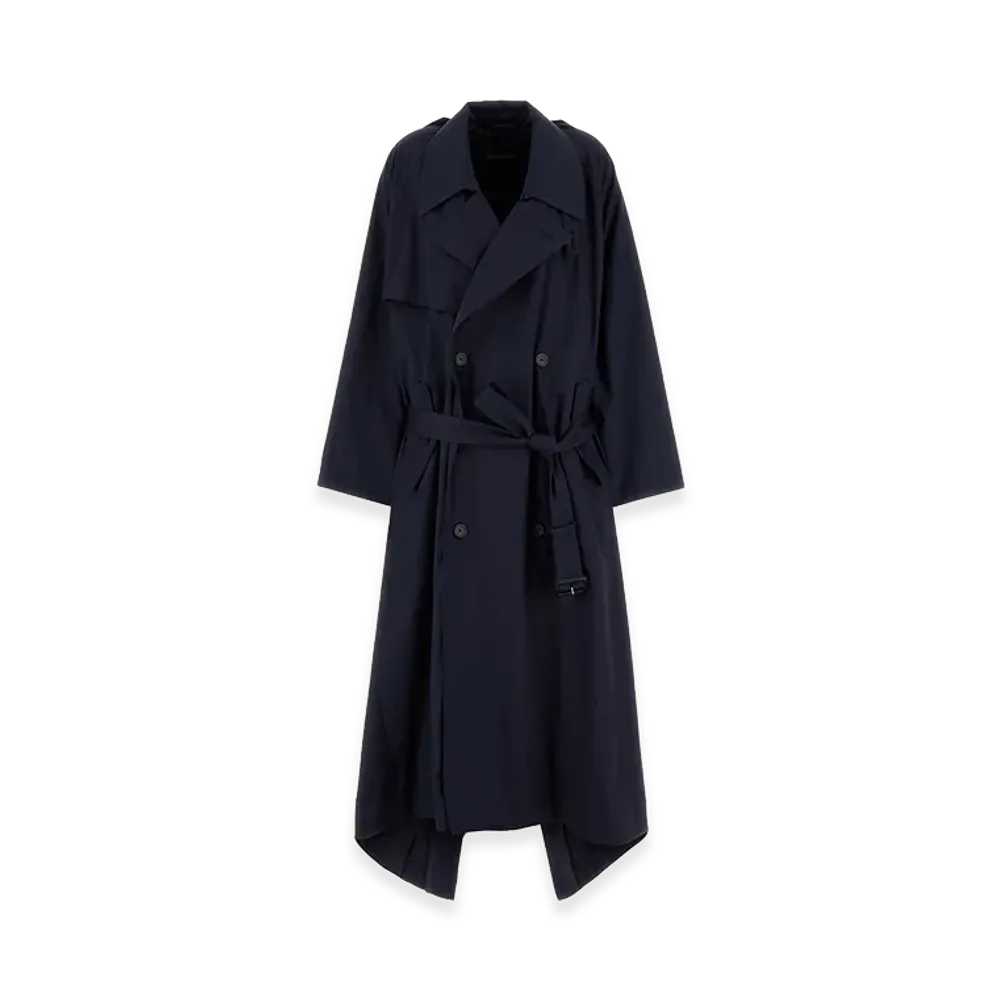 BALENCIAGA Women's Cotton Trench Coat "Blue"
