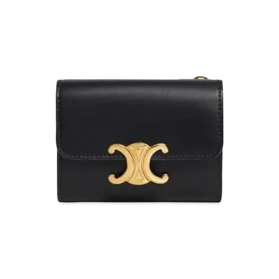 CELINE Compact Wallet with Coin in Shiny Calfskin "Black"