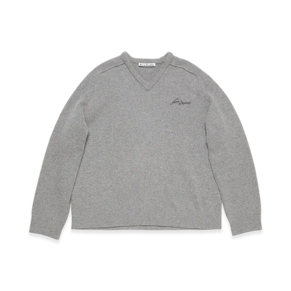 Acne Studios V-Neck Wool Sweater "Dark Gray Melange"
