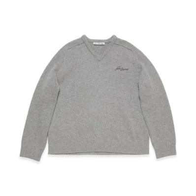 Acne Studios V-Neck Wool Sweater "Dark Gray Melange"