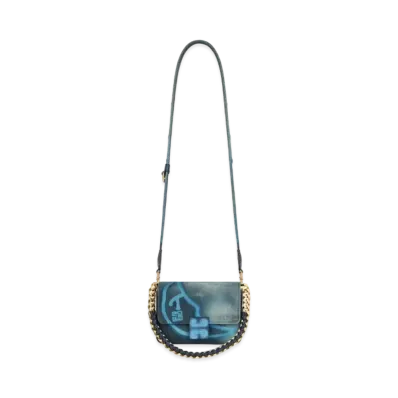 GIVENCHY Small 4G Bag In Printed Graffiti Effect Canvas With Chain "Steel Blue"