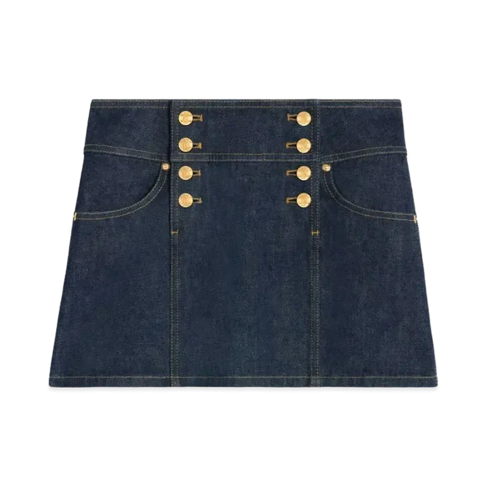 CELINE Trapeze Mini Skirt in Rinsed Wash Denim "IndigoRinsed"