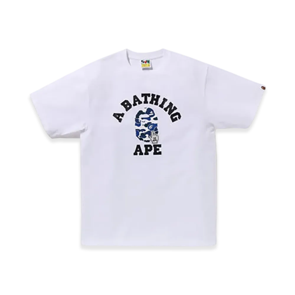 A BATHING APE Bape Camo Go Ape Pointer College Tee "White"