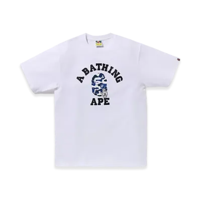A BATHING APE Bape Camo Go Ape Pointer College Tee "White"