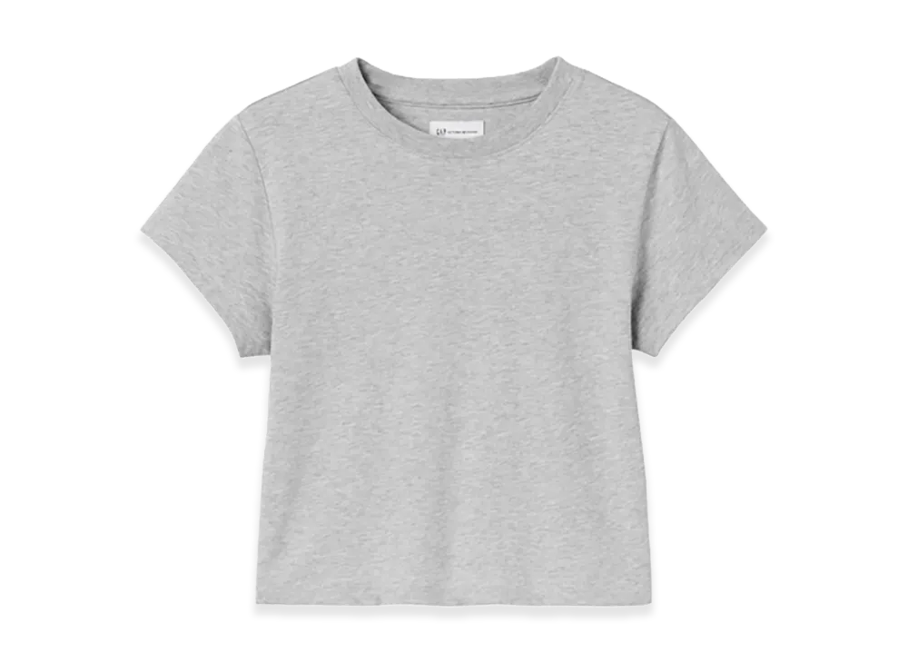 Gap x Victoria Beckham Women's Organic Cotton Logo Cropped T-Shirt "Heather Gray"