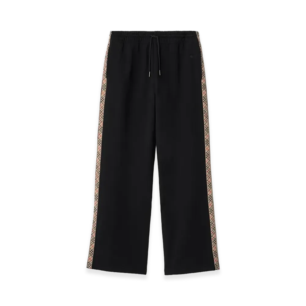 Burberry Women's Check Trim Cotton Track Pants "Black"