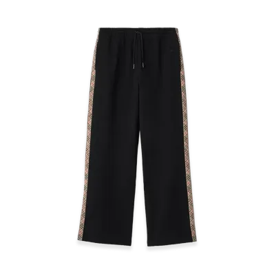Burberry Women's Check Trim Cotton Track Pants "Black"