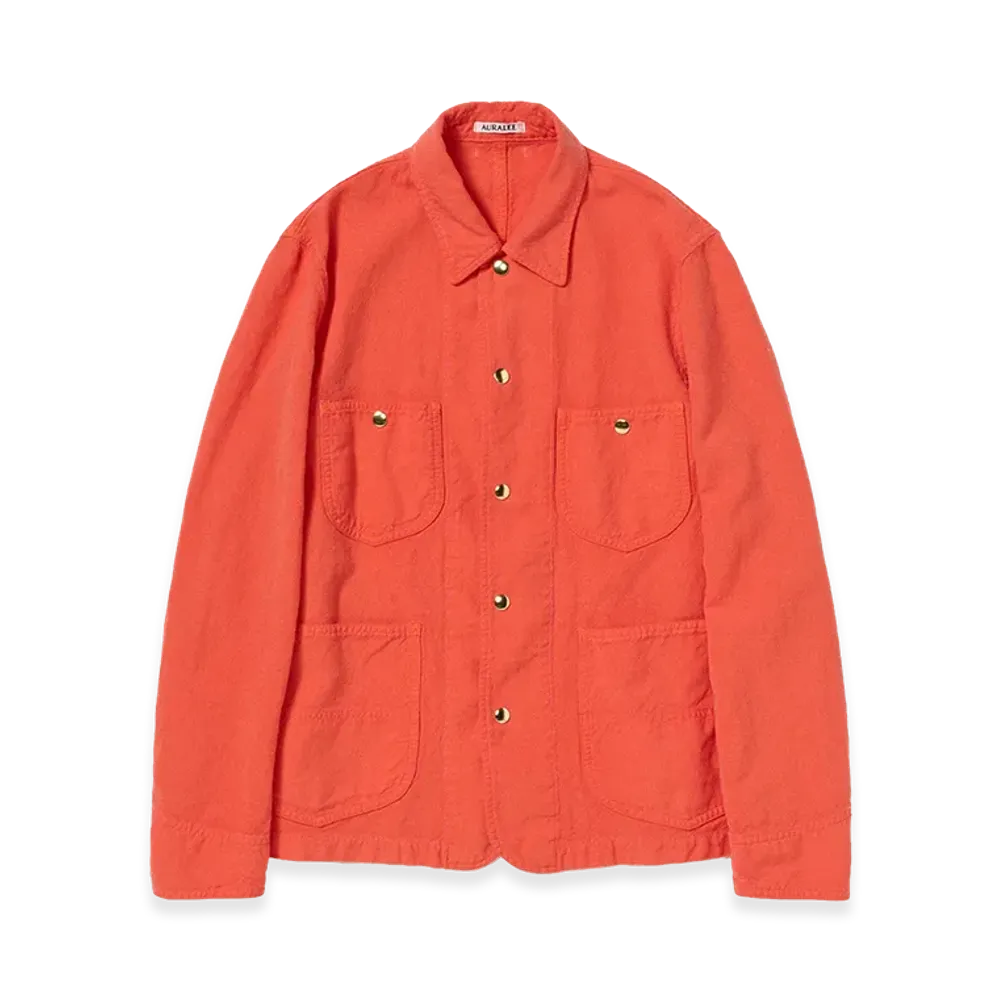 AURALEE Women's Wool Cotton Linen Ox Work Jacket "Red Orange"