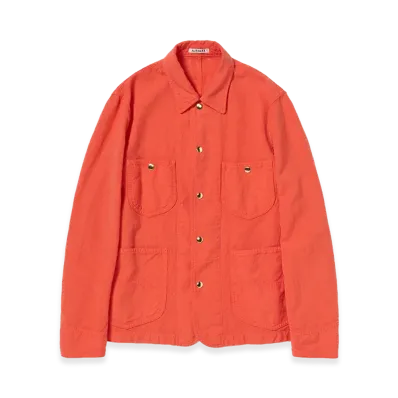 AURALEE Women's Wool Cotton Linen Ox Work Jacket "Red Orange"