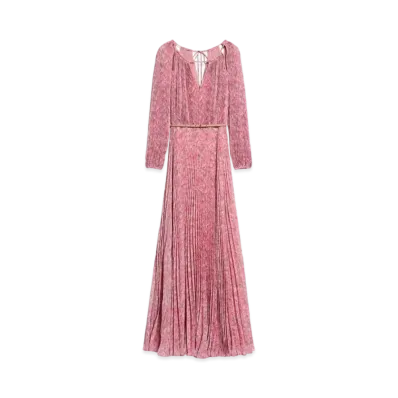 Max Mara Mollet Silk Print Pleated Dress "Peony"