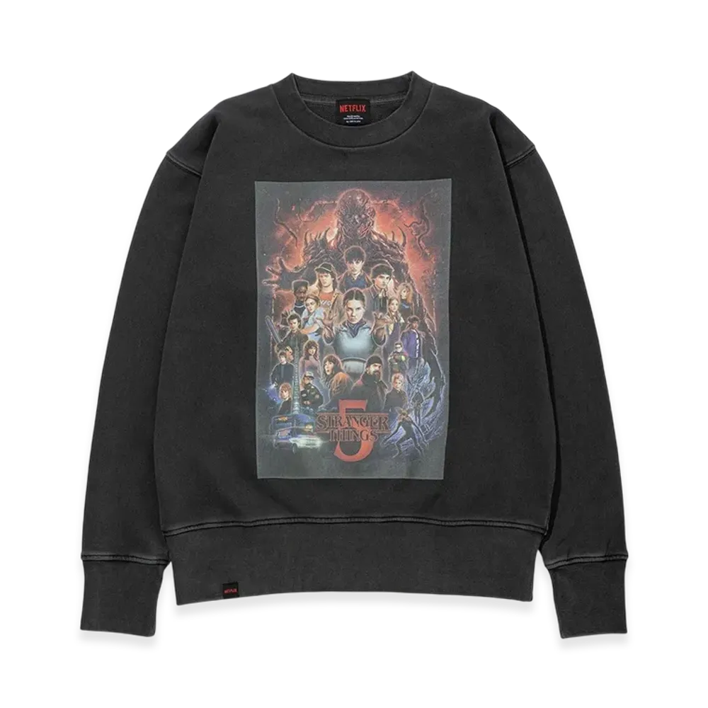 Netflix Stranger Things x V.A. Pigment S5 Crewneck Sweat "Black"
