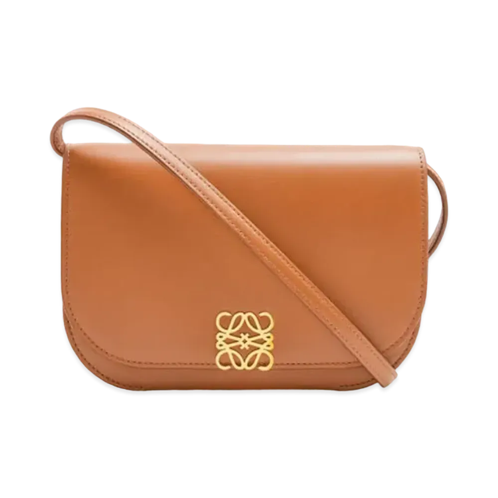 LOEWE Goya Accordion Clutch In Silk Calfskin "Tan"