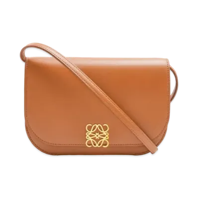 LOEWE Goya Accordion Clutch In Silk Calfskin "Tan"