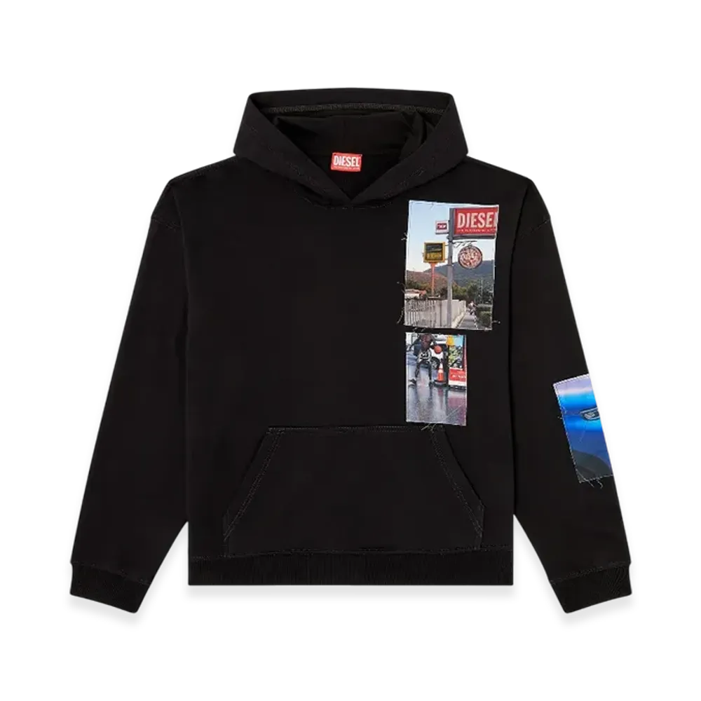 Diesel S-Boxt-Hood-T6 Hoodie With Logo Photo Patches "Black"