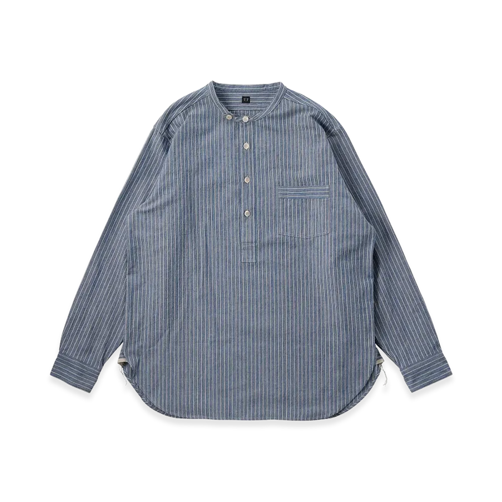 T.T Taiga Takahashi LOT.105 Band Collar Shirt P/O "Indigo Stripe"