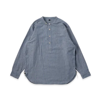 T.T Taiga Takahashi LOT.105 Band Collar Shirt P/O "Indigo Stripe"