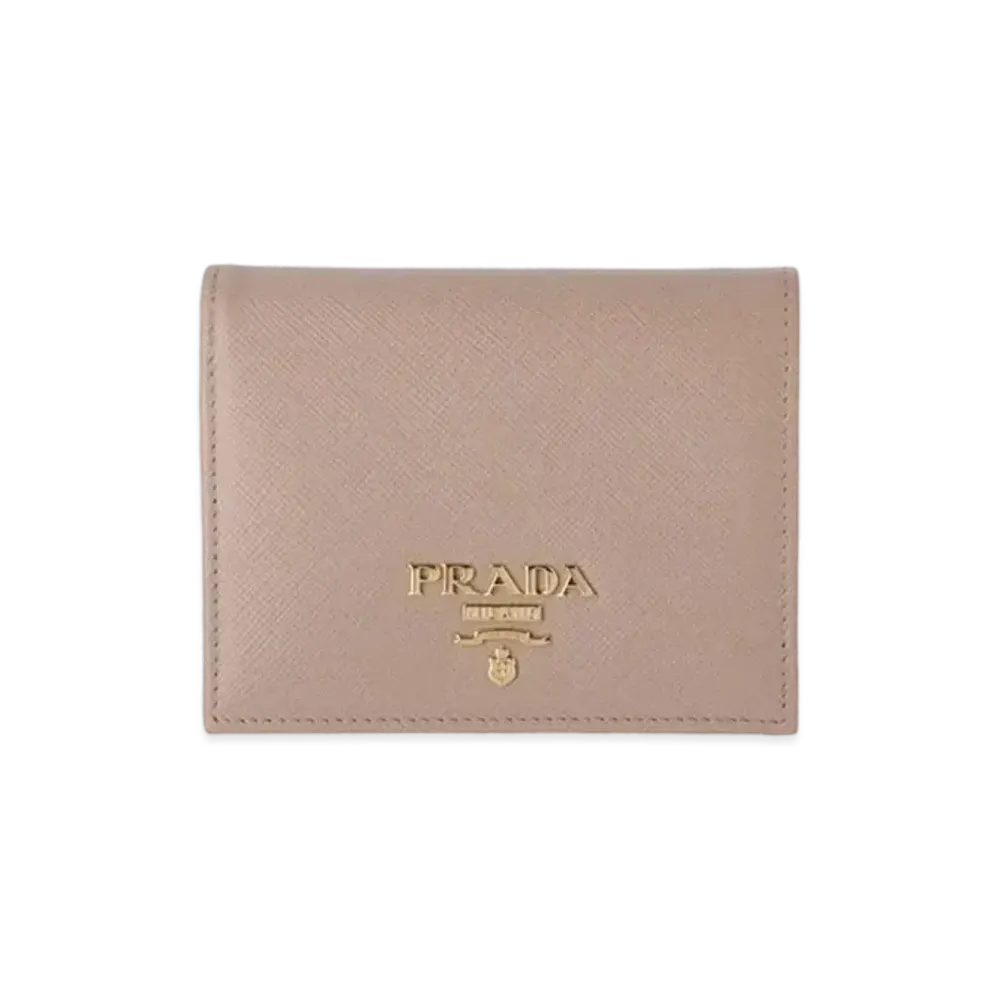 PRADA Small Saffiano Leather Wallet "Cipria/Fuoco"