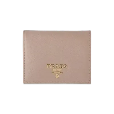 PRADA Small Saffiano Leather Wallet "Cipria/Fuoco"