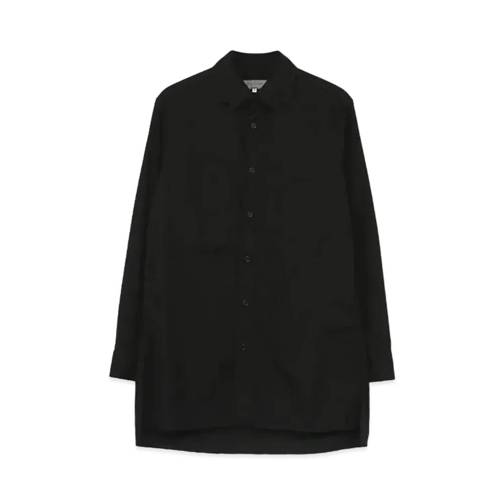 Yohji Yamamoto Pour Homme COTTON BROAD CHAIN STITCH DOUBLE COLLAR SHIRT "Black"