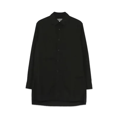 Yohji Yamamoto Pour Homme COTTON BROAD CHAIN STITCH DOUBLE COLLAR SHIRT "Black"